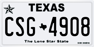 TX license plate CSG4908