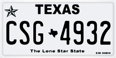 TX license plate CSG4932