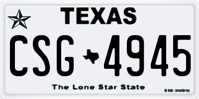 TX license plate CSG4945