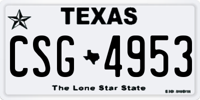 TX license plate CSG4953