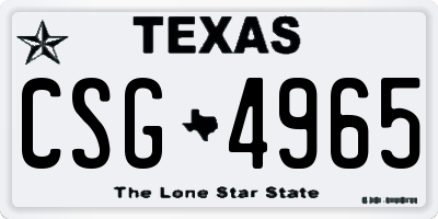 TX license plate CSG4965