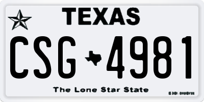 TX license plate CSG4981