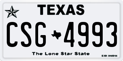 TX license plate CSG4993