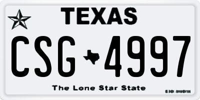 TX license plate CSG4997