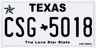 TX license plate CSG5018