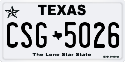 TX license plate CSG5026