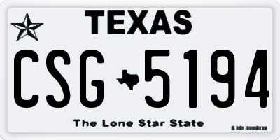 TX license plate CSG5194