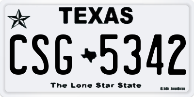 TX license plate CSG5342