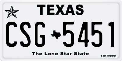 TX license plate CSG5451