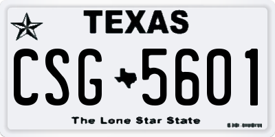 TX license plate CSG5601