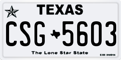 TX license plate CSG5603