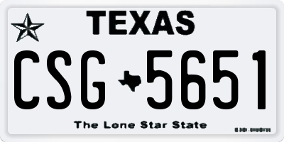 TX license plate CSG5651