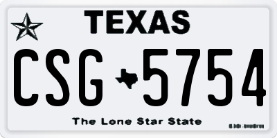 TX license plate CSG5754