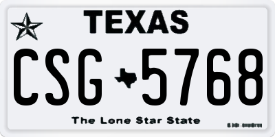 TX license plate CSG5768