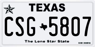 TX license plate CSG5807