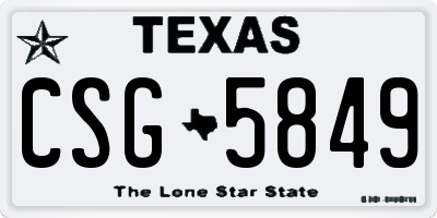 TX license plate CSG5849