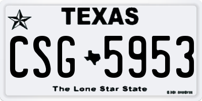 TX license plate CSG5953