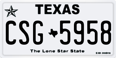 TX license plate CSG5958
