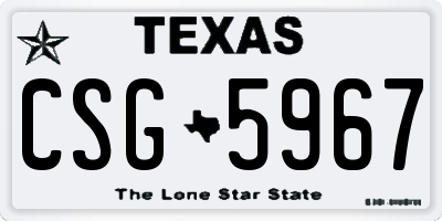 TX license plate CSG5967