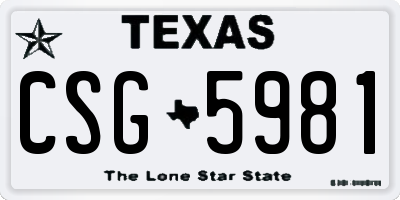 TX license plate CSG5981