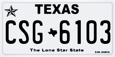 TX license plate CSG6103