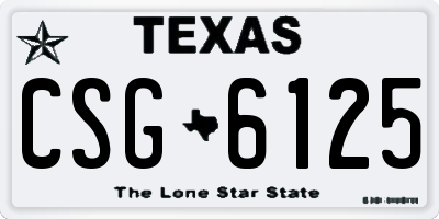 TX license plate CSG6125