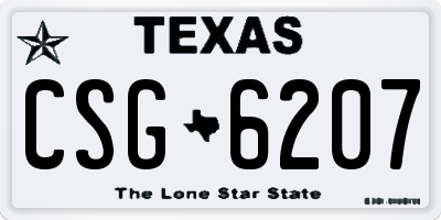 TX license plate CSG6207