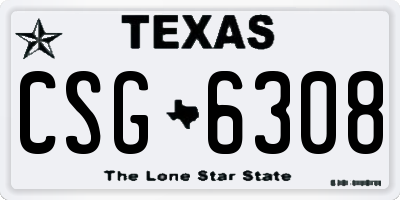 TX license plate CSG6308