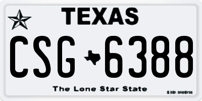 TX license plate CSG6388