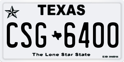 TX license plate CSG6400