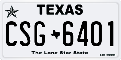 TX license plate CSG6401