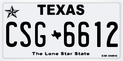 TX license plate CSG6612