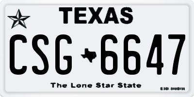 TX license plate CSG6647