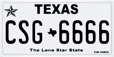 TX license plate CSG6666