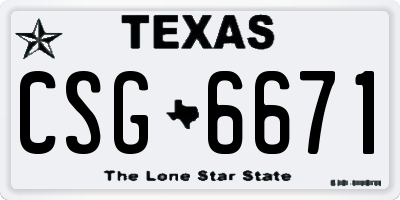 TX license plate CSG6671