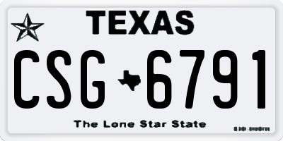 TX license plate CSG6791