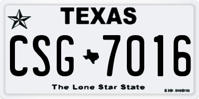 TX license plate CSG7016