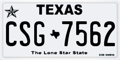 TX license plate CSG7562