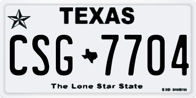 TX license plate CSG7704