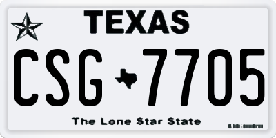 TX license plate CSG7705