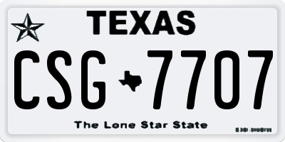 TX license plate CSG7707