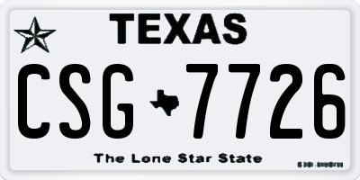 TX license plate CSG7726