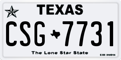 TX license plate CSG7731
