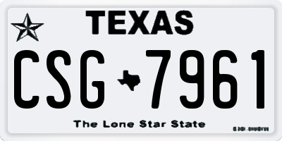 TX license plate CSG7961