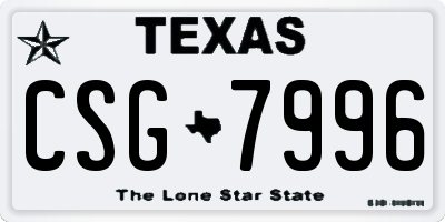 TX license plate CSG7996