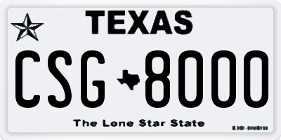 TX license plate CSG8000