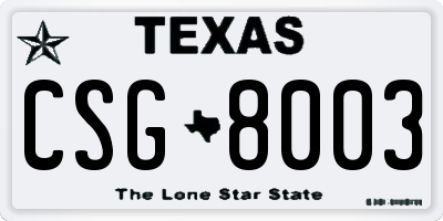 TX license plate CSG8003