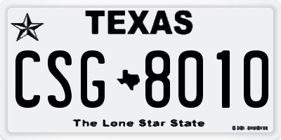 TX license plate CSG8010