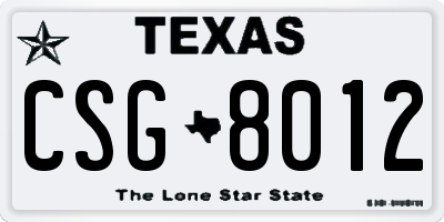 TX license plate CSG8012