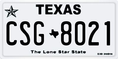 TX license plate CSG8021